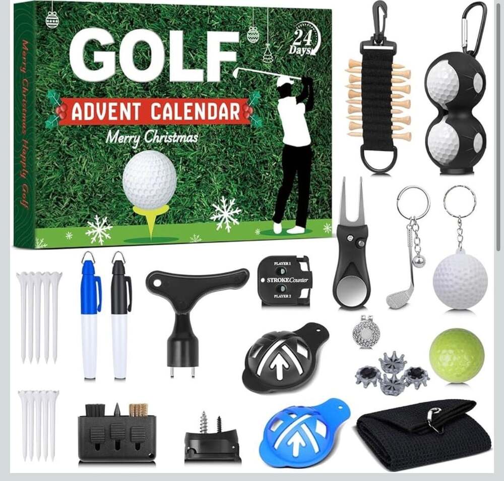 Golf Advent Calendar Christmas Gift for Golfers, 24-Day Xmas Count-down Calendar